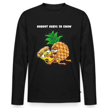 Pizza Hawaiian Pineapple Ham Sex Messed Up Funny - Men's Premium Organic Long Sleeve Shirt - black - Front - Nico (187cm)