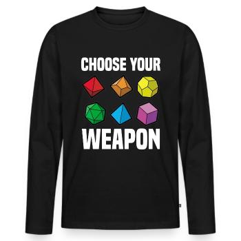 CHOOSE YOUR WEAPON Fantasy RPG Cube Tabletop - T-shirt manches longues Premium bio Homme - noir - Devant - Nico (187cm)