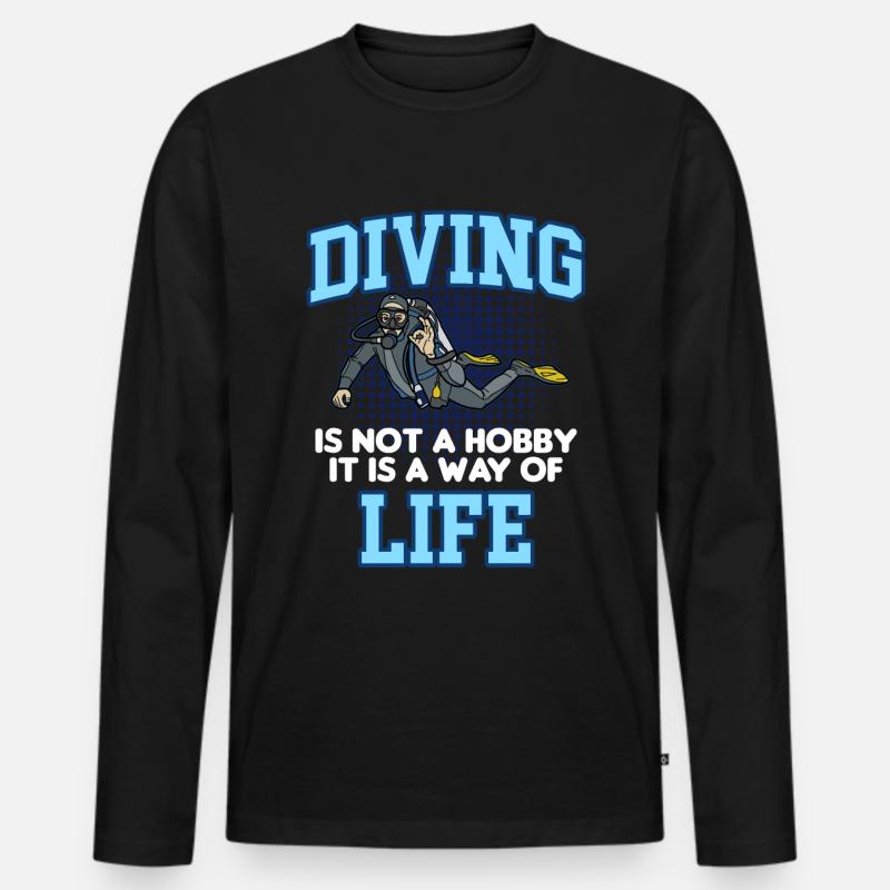 DIVING LIFE - Männer Premium Bio Langarmshirt - Schwarz