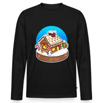 Maison en pain d’épices Humour Pain d’épice Maison Noël - T-shirt manches longues Premium bio Homme - noir - Devant - Nico (187cm)