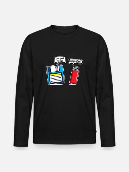 I am Your Father Dsikette USB-Stick Humor - Men's Premium Organic Long Sleeve Shirt - black