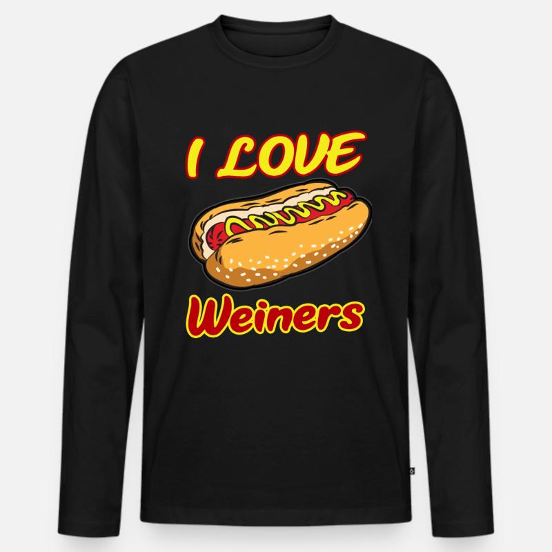I LOVE WEINERS - Männer Premium Bio Langarmshirt - Schwarz