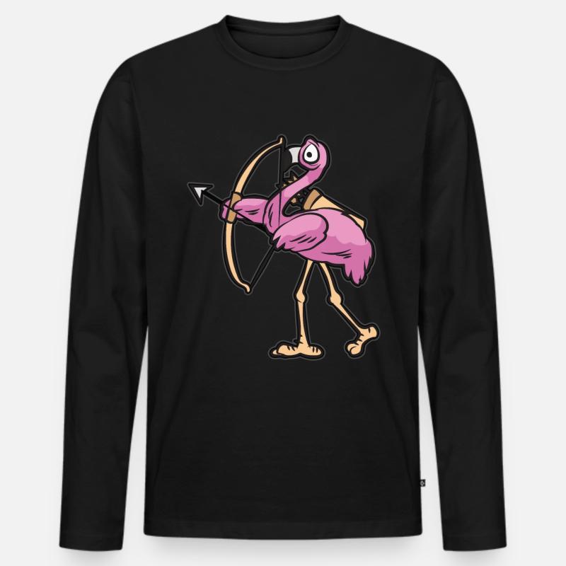 FLAMINGO ARCHERY - Männer Premium Bio Langarmshirt - Schwarz