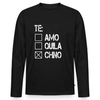 Techno - T-shirt manches longues Premium bio Homme - noir - Devant - Nico (187cm)