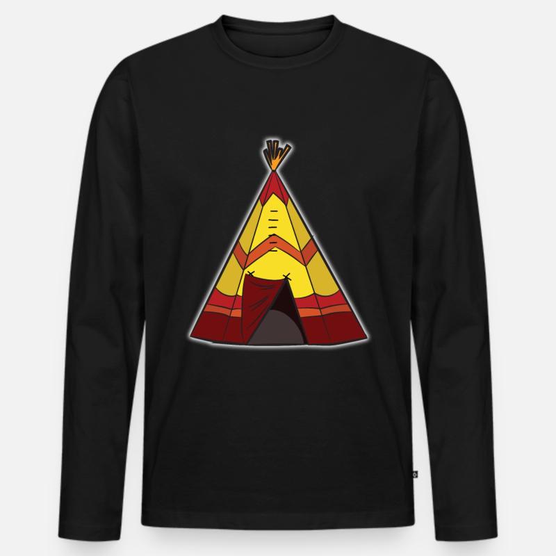 TEEPEE Indianer Zelt - Männer Premium Bio Langarmshirt - Schwarz