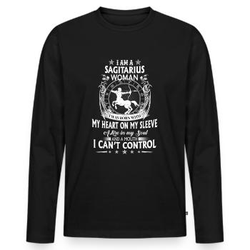 Signe du zodiaque Sagittaire - Sagittaire du zodiaque - T-shirt manches longues Premium bio Homme - noir - Devant - Nico (187cm)