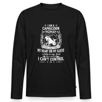 Signe du zodiaque Capricorne - Capricorne Zodiaque - T-shirt manches longues Premium bio Homme - noir - Devant - Nico (187cm)