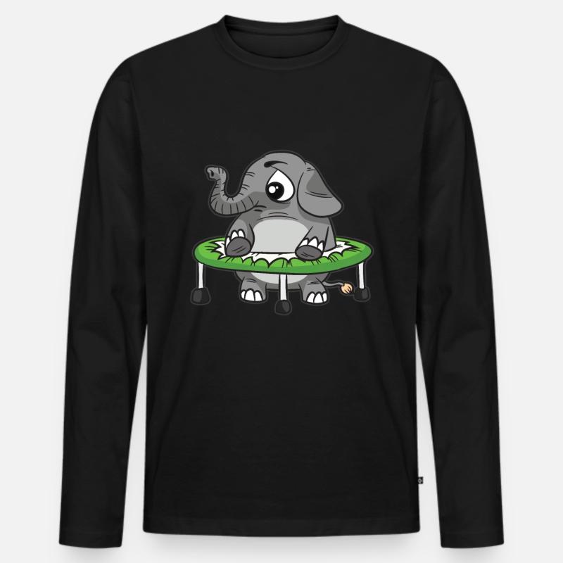 Dicker Elefant im Trampolin - Männer Premium Bio Langarmshirt - Schwarz