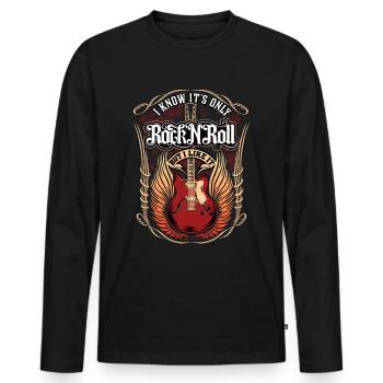 rock roll - Rock Shirt mit Flammen - Männer Premium Bio Langarmshirt - Schwarz - Vorne - Nico (187cm)