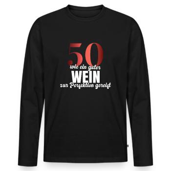 50.Geburtstag Wein Geschenk runder Geburtstag - Männer Premium Bio Langarmshirt - Schwarz - Vorne - Nico (187cm)