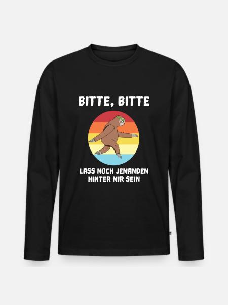 Marathon Laufen Faultier - Männer Premium Bio Langarmshirt - Schwarz