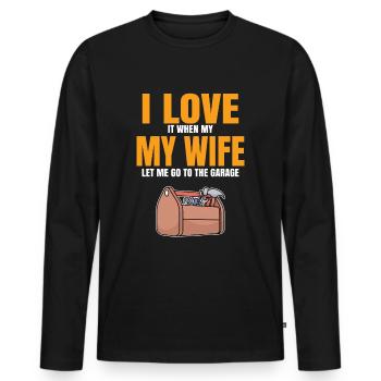 Cadeau homme atelier artisanal - T-shirt manches longues Premium bio Homme - noir - Devant - Nico (187cm)