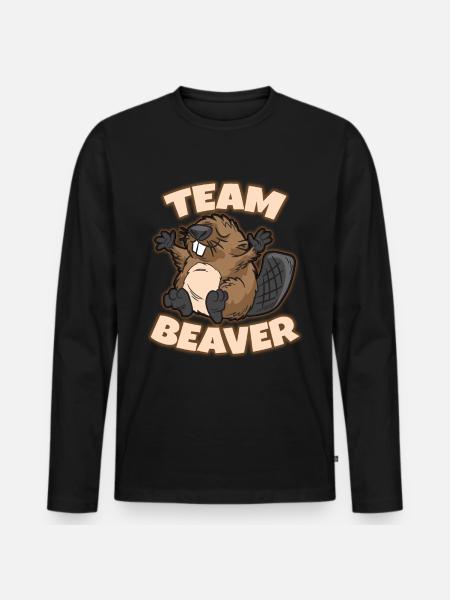 Team Beaver - Männer Premium Bio Langarmshirt - Schwarz