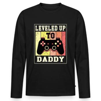 Leveled Up To Daddy 2021 devenir Papa Gaming - T-shirt manches longues Premium bio Homme - noir - Devant - Nico (187cm)