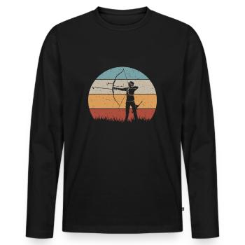 Bogenschießen Bogenschiessen Bogensport - Männer Premium Bio Langarmshirt - Schwarz - Vorne - Nico (187cm)
