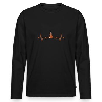 Fuchs Waldtiere Herzschlag - Männer Premium Bio Langarmshirt - Schwarz - Vorne - Nico (187cm)