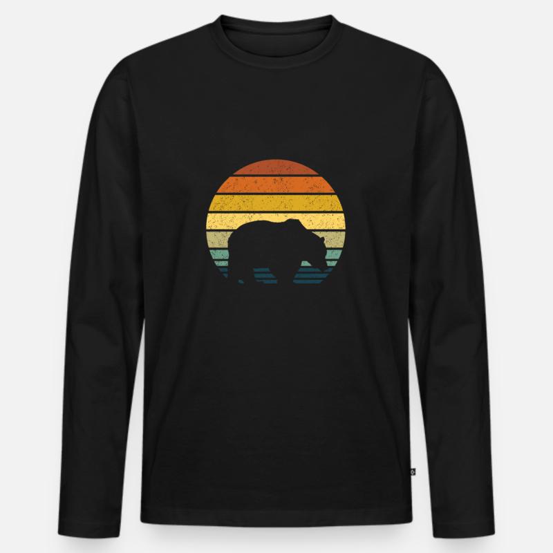 Bär - Männer Premium Bio Langarmshirt - Schwarz