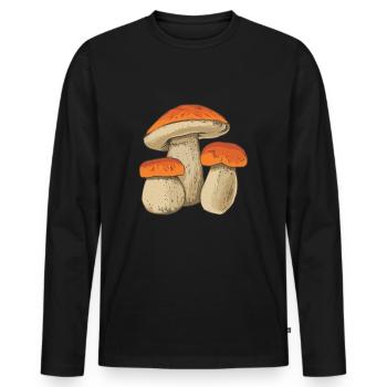 Mushroom Picker Mushrooms Mushrooms Porcini Mushrooms Mushroom Seekers - Men's Premium Organic Long Sleeve Shirt - black - Front - Nico (187cm)