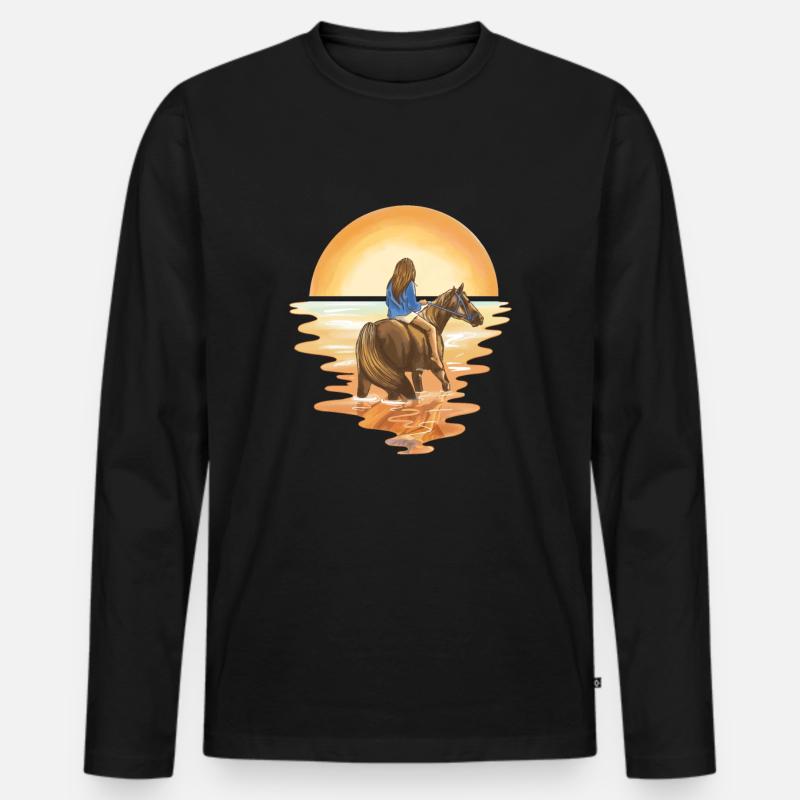 Pferd - Männer Premium Bio Langarmshirt - Schwarz