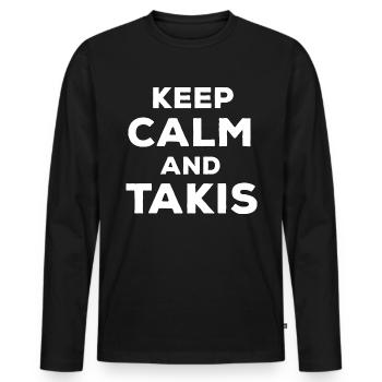Tragen wir diesen lustigen Kassen Sie ruhig und es - Männer Premium Bio Langarmshirt - Schwarz - Vorne - Nico (187cm)