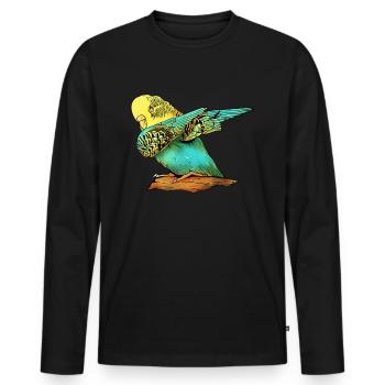 Perruche Perruche Perruche Oiseau Animal - T-shirt manches longues Premium bio Homme - noir - Devant - Nico (187cm)