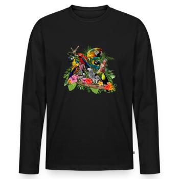 Papagei Graupapagei Tier Sittich - Männer Premium Bio Langarmshirt - Schwarz - Vorne - Nico (187cm)