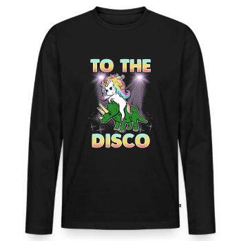 À la licorne disco et au dinosaure - T-shirt manches longues Premium bio Homme - noir - Devant - Nico (187cm)
