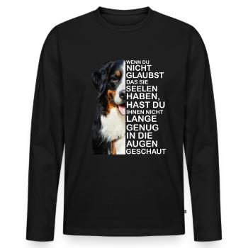 Bernese Mountain Dog soul regarde un propriétaire de chien - T-shirt manches longues Premium bio Homme - noir - Devant - Nico (187cm)