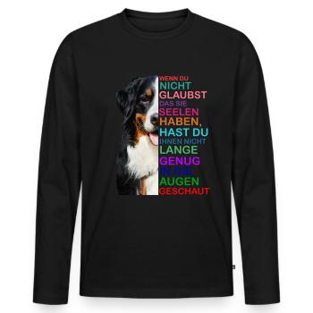 Bernese Mountain Dog soul regarde un propriétaire de chien - T-shirt manches longues Premium bio Homme - noir - Devant - Nico (187cm)