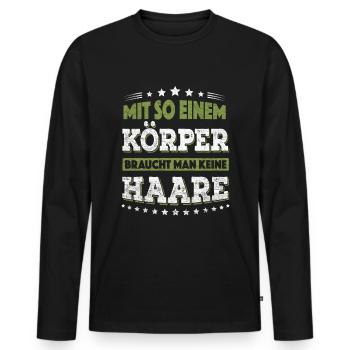 Funny bald no hair sayings fun gift - Men's Premium Organic Long Sleeve Shirt - black - Front - Nico (187cm)