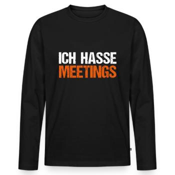 Funny Office Work Meeting Colleagues Fun Gift - Men's Premium Organic Long Sleeve Shirt - black - Front - Nico (187cm)