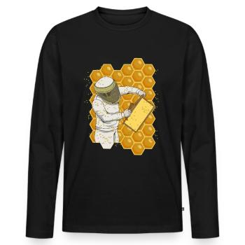 Beekeeper beekeeping bee - Men's Premium Organic Long Sleeve Shirt - black - Front - Nico (187cm)