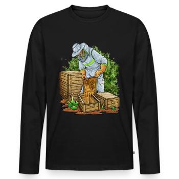 Beekeeper beekeeper honey bee - Men's Premium Organic Long Sleeve Shirt - black - Front - Nico (187cm)