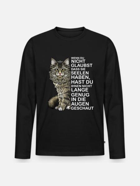 Maine Coon Lustiger Spruch - Männer Premium Bio Langarmshirt - Schwarz
