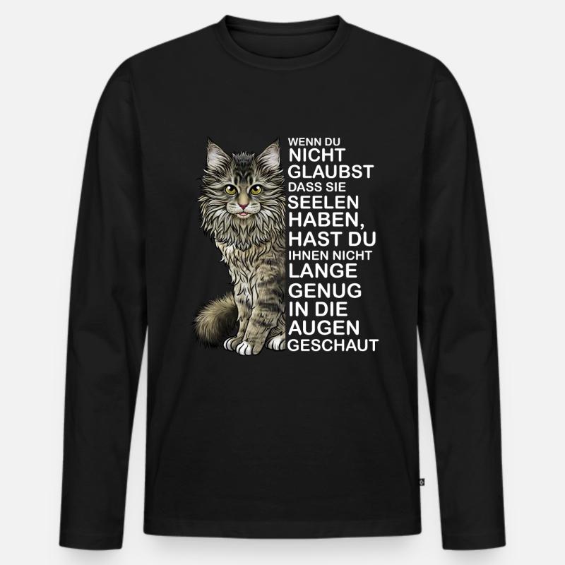 Maine Coon Lustiger Spruch - Männer Premium Bio Langarmshirt - Schwarz