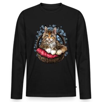 Maine Coon Katze - Männer Premium Bio Langarmshirt - Schwarz - Vorne - Nico (187cm)