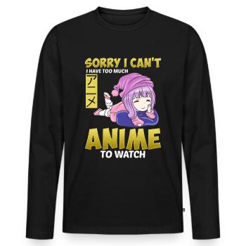 Dessin animé Anime Japon - T-shirt manches longues Premium bio Homme - noir - Devant - Nico (187cm)
