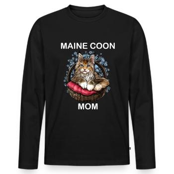 Maine Coon mom mother - Men's Premium Organic Long Sleeve Shirt - black - Front - Nico (187cm)