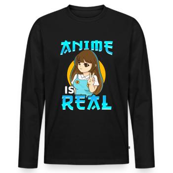 Anime Manga ist echt - Männer Premium Bio Langarmshirt - Schwarz - Vorne - Nico (187cm)