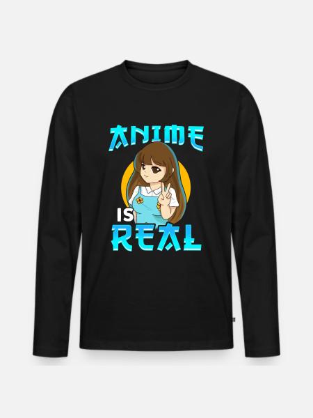 Il manga anime è reale - Maglia a manica lunga ecologica premium da uomo - nero