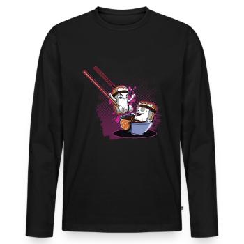 Sushi riz saumon Japon - T-shirt manches longues Premium bio Homme - noir - Devant - Nico (187cm)