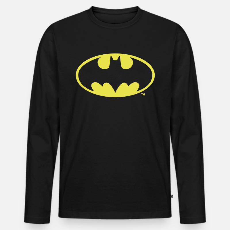 DC Comics Batman Logo in gold-metallic Optik - Männer Premium Bio Langarmshirt - Schwarz