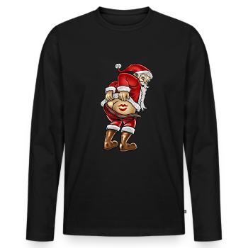 Santa Claus Santa Claus - T-shirt manches longues Premium bio Homme - noir - Devant - Nico (187cm)