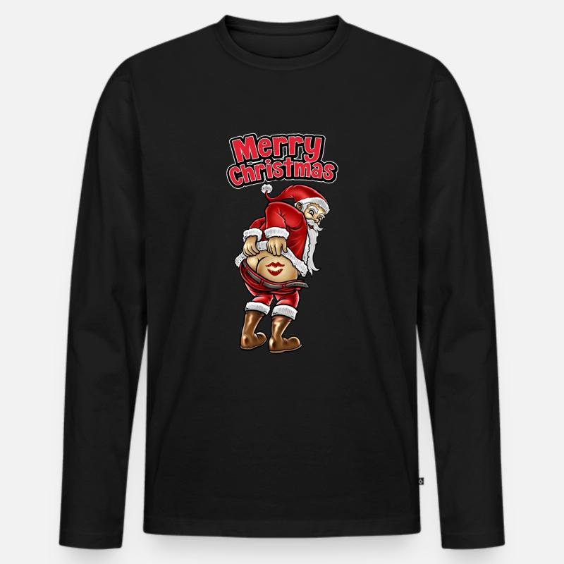 Frohe Weihnachten - Männer Premium Bio Langarmshirt - Schwarz