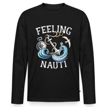 Beautiful sailor sea nautical waves regatta gift - Men's Premium Organic Long Sleeve Shirt - black - Front - Nico (187cm)