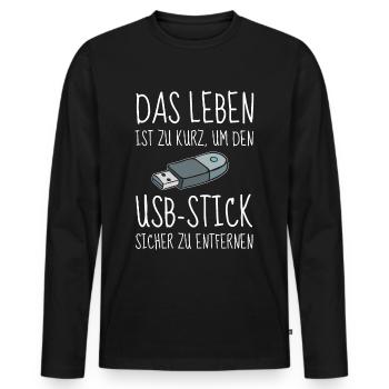 Humour de bureau Funny USB Flash Drive Office Fun Computer - T-shirt manches longues Premium bio Homme - noir - Devant - Nico (187cm)