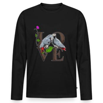Graupapagei - Männer Premium Bio Langarmshirt - Schwarz - Vorne - Nico (187cm)