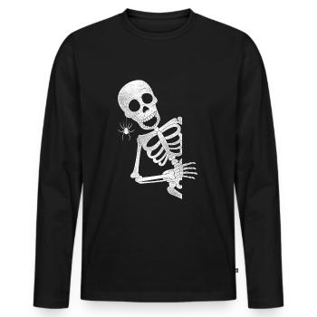Skeleton with Spider Halloween Costume - Men's Premium Organic Long Sleeve Shirt - black - Front - Nico (187cm)
