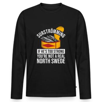 Nord Schwede Surströmming can - Men's Premium Organic Long Sleeve Shirt - black - Front - Nico (187cm)