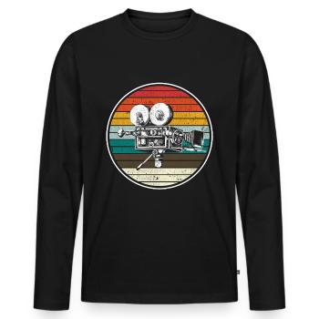 Vieille caméra de film rétro - T-shirt manches longues Premium bio Homme - noir - Devant - Nico (187cm)